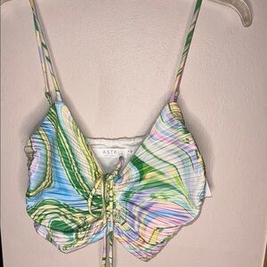 Astr Colorful Ruched Crop Top